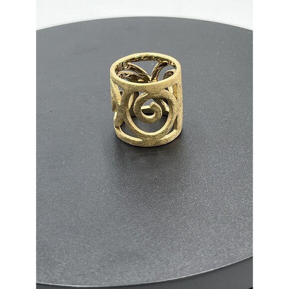 Andara Wide Band Brushed Textured Gold Tone Wide Cigar Band Ring Sz 6-6.5 - Picture 10 of 15